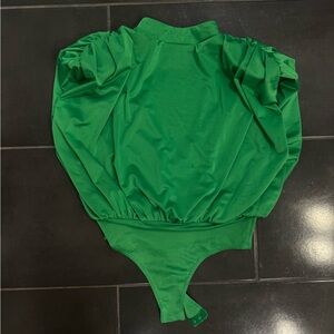 Green Satin Bodysuit